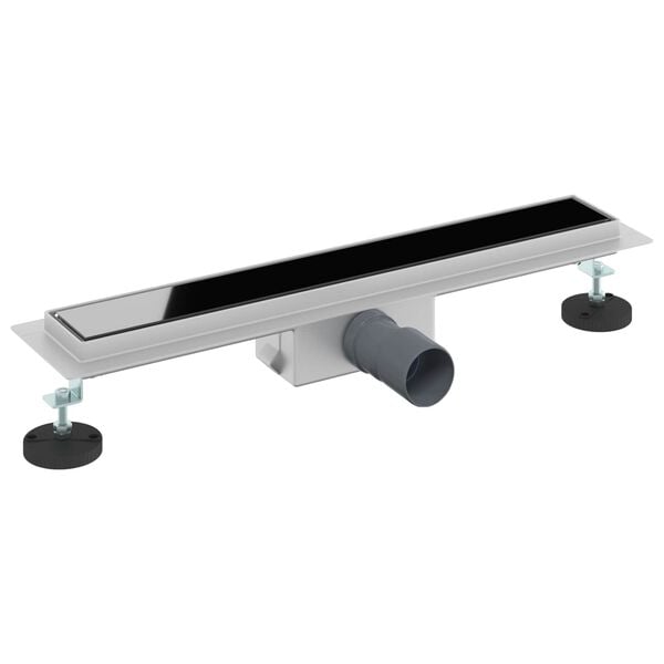 vidaXL Dusjavl&oslash;p med Glassdeksel Svart 50 cm Rustfritt St&aring;l 304