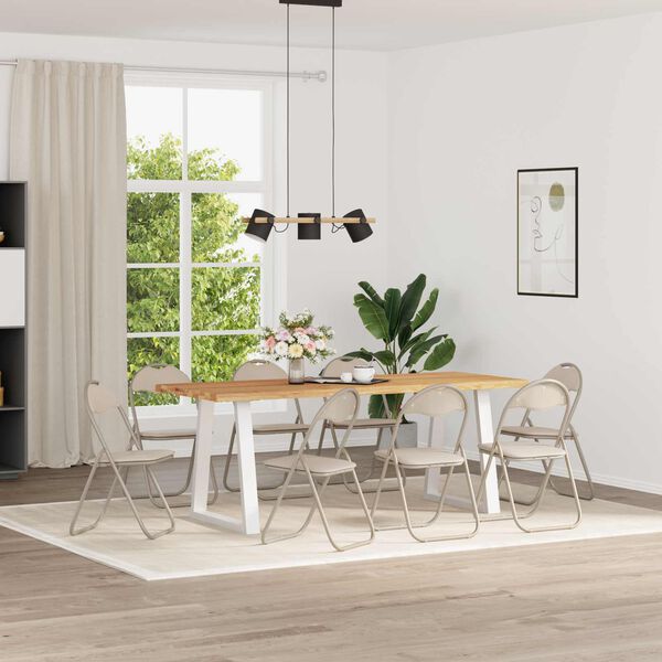 vidaXL Sammenleggbart stol 8 pcs sand 48 x 43,5 x 81 cm Kunstl&aelig;r