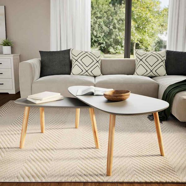 vidaXL Salongbord 2 stk grå heltre furu