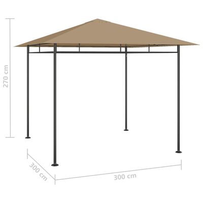 vidaXL Paviljong 3x3x2,7 m gråbrun 180 g/m²