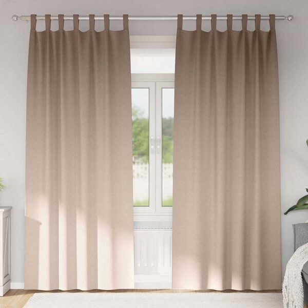 vidaXL M&oslash;rkleggende Gardiner med Ringer 2 pcs Gr&aring;brun 225 x 140 cm