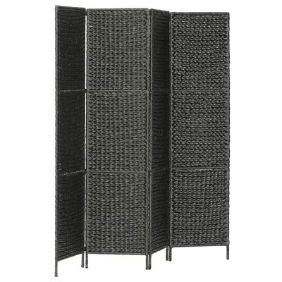 vidaXL Romdeler med 4 paneler 154x160 cm vannhyacinth svart