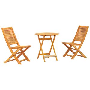 vidaXL Sammenleggbart Bistrosett 3 pcs Brun heltre akasie