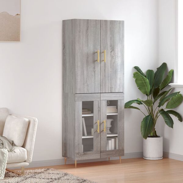 vidaXL Highboard gr&aring; sonoma 69,5x34x180 cm konstruert tre