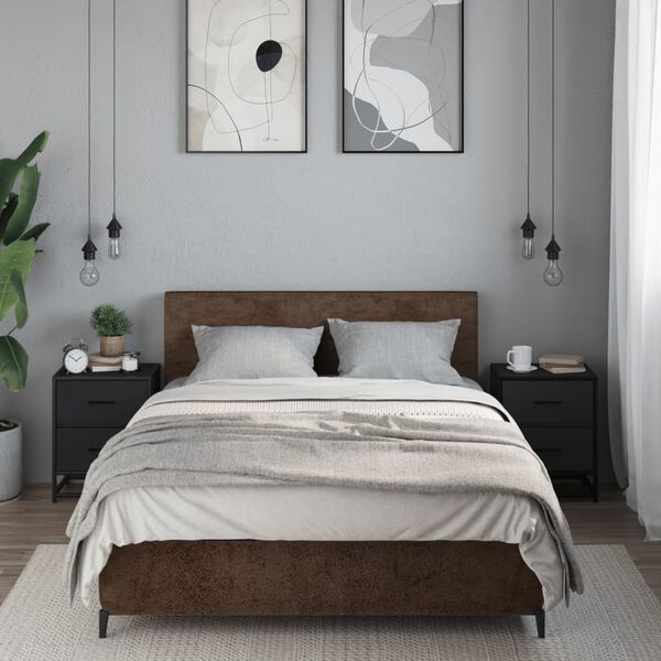 vidaXL Nattbord 2 stk svart 40x31x50 cm heltre furu