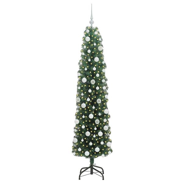 vidaXL Kunstig juletre med 300 LED grønn 180 cm PVC og stål og plast
