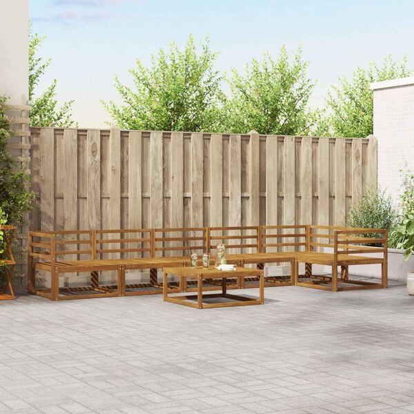 vidaXL Utend&oslash;rs sofa-sett 7 pcs Naturlig Solid akasietre