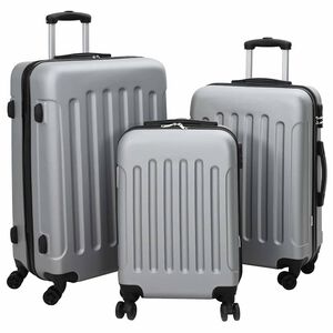 vidaXL Koffert med l&aring;s 3 stk. S&oslash;lv 50 x 31 x 78 cm ABS-plast