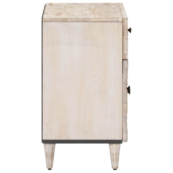 vidaXL Sengekabinett med skuff Hvit 50 x 33 x 60 cm Massiv mango tre