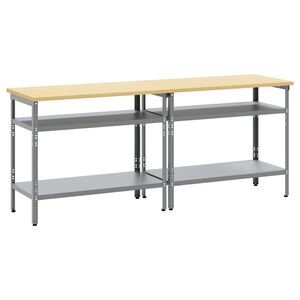 vidaXL Arbeidsbenksett 2 stk. Beige og gr&aring; Pulverlakkert st&aring;l