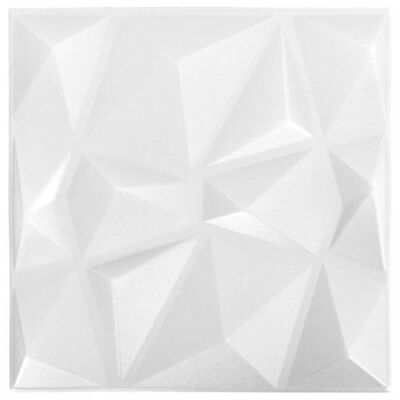 vidaXL 3D-veggpaneler 24 stk 50x50 cm diamant hvit 6 m²