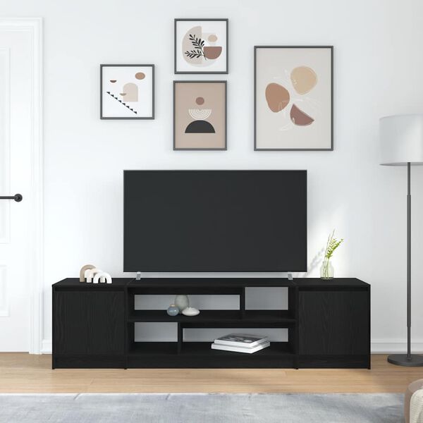 vidaXL TV-benk svart eik 188,5x41x50 cm konstruert tre