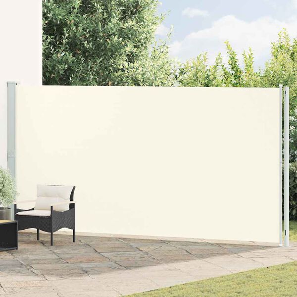 vidaXL Uttrekkbar sidemarkise 200x600 cm kremhvit