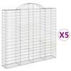 vidaXL Gabionkurver buede 5 stk 200x30x180/200 cm galvanisert jern