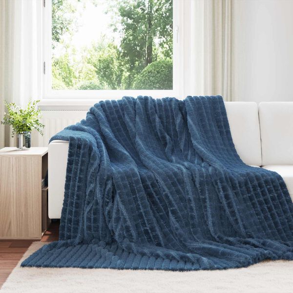 vidaXL Kastteppe Marinebl&aring; 240 x 220 cm Fleece