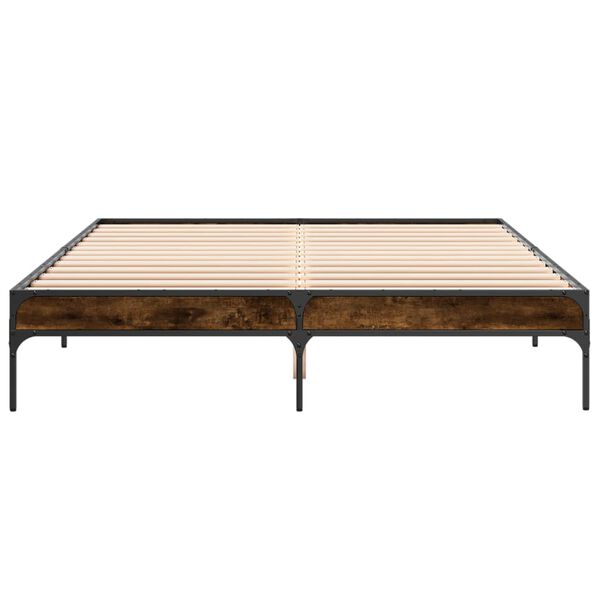 vidaXL Sengeramme r&oslash;kt eik 140x200 cm konstruert tre og metall