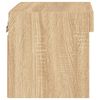 vidaXL Veggmontert nattbord med LED-lys sonoma eik