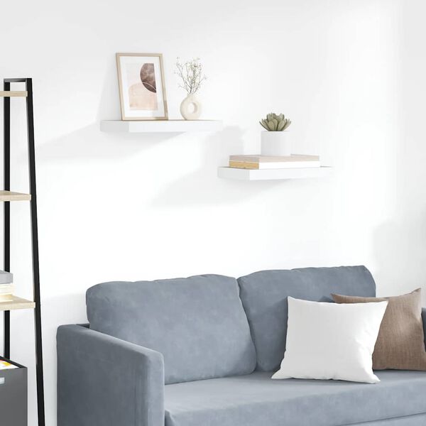 vidaXL Flytende vegghyller 2 stk eik og hvit 50x23x3,8 cm MDF