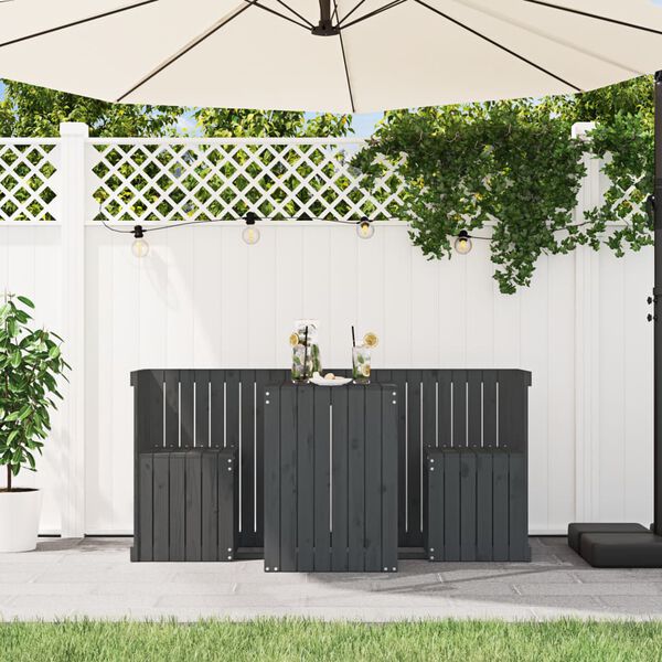 vidaXL Balkongsett 2-seters gr&aring; heltre furu