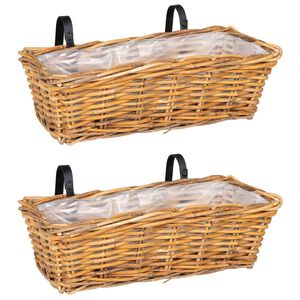 vidaXL Hengende Plantekurv GENDT 2 stk. Naturlig brun 48 x 22 x 15 cm