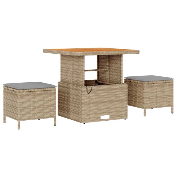 vidaXL Hage Spisegruppe Beige Poly rattan