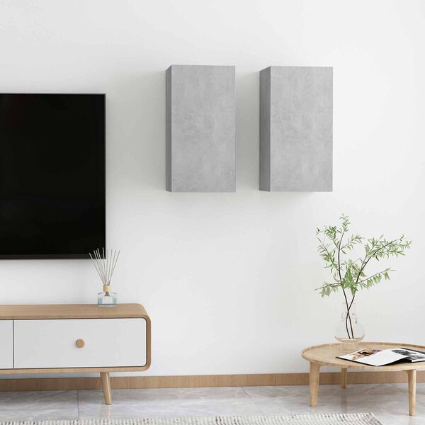vidaXL | TV-skap | 2 pcs Betonggr&aring; 30.5 x 30 x 60 cm Konstruert tre