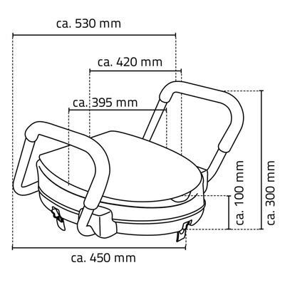 RIDDER Toalettsete med gripestang for sikkerhet hvit 150 kg A0072001