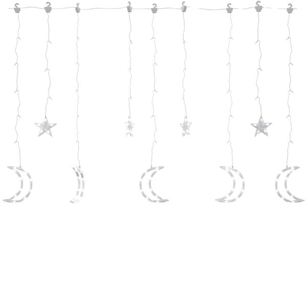 vidaXL Lysslynge stjerne og måne med fjernkontroll 138 LED kaldhvit