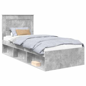 vidaXL Sengestamme med skuff Betonggr&aring; 75 x 190 cm Massiv furu