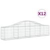vidaXL Gabionkurver buede 12 stk 200x30x40/60 cm galvanisert jern