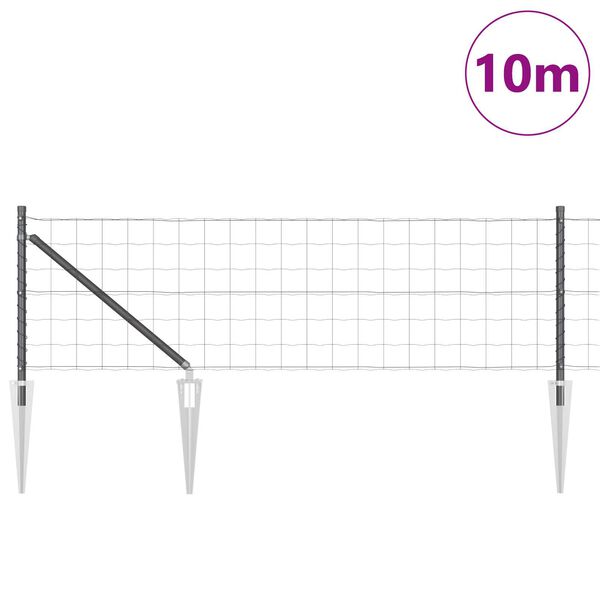 vidaXL Gjerde med stolpe Gr&aring; 0,4 x 10 m St&aring;l og PVC