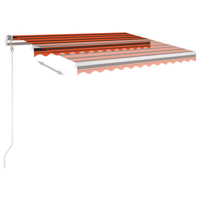 vidaXL Manuell uttrekkbar markise med stolper 3x2,5 m oransje og brun