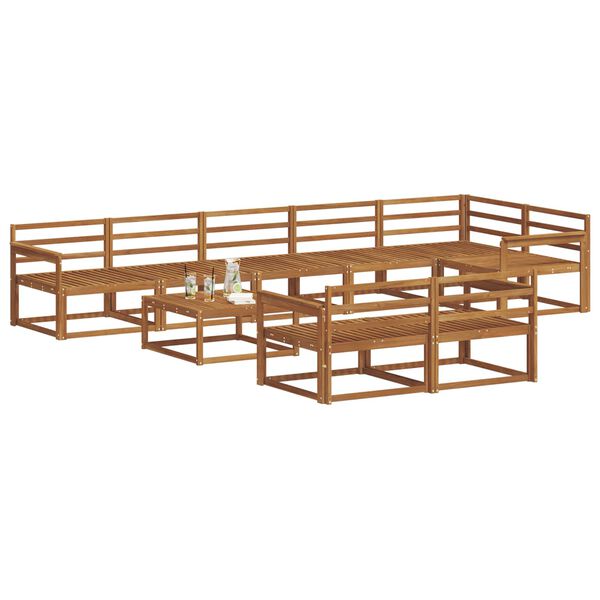 vidaXL Utend&oslash;rs sofa-sett 9 pcs Naturlig Solid akasietre