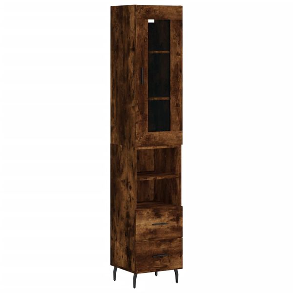 vidaXL Highboard r&oslash;kt eik 34,5x34x180 cm konstruert tre