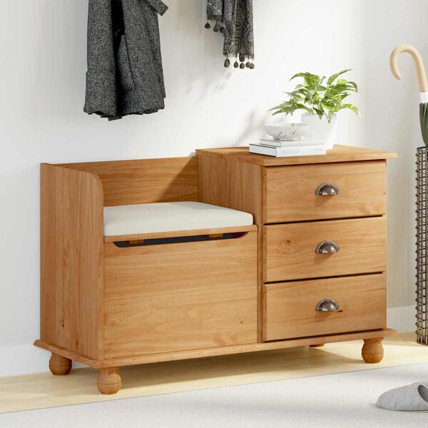 vidaXL Oppbevaringsbenk til inngang ASKIM Brun 100 x 39 x 62 cm