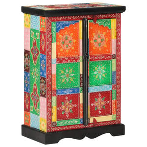 vidaXL H&aring;ndmalt skjenk med d&oslash;rer 53x30x75 cm heltre mango