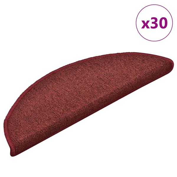 vidaXL Trappematter 30 stk 56x17x3 cm bordeaux halvrund