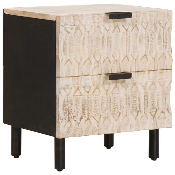 vidaXL Nattbordskap 2 pcs Hvit 40 x 33 x 46 cm Massiv mango tre