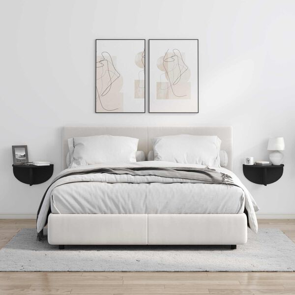 vidaXL Vegghylle 2 pcs Svart 38 x 19 x 19 cm Konstruert tre