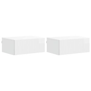 vidaXL Vegghengt Nattbord 2 stk. H&oslash;gglans hvit 49 x 34,5 x 20 cm