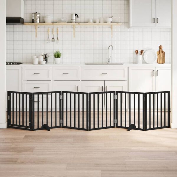 vidaXL Hundeport sammenleggbar 6 paneler svart 300 cm poppeltre
