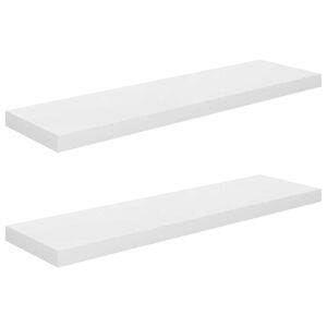 vidaXL Flytende vegghyller 2 stk h&oslash;yglans hvit 90x23,5x3,8 cm MDF