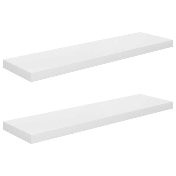 vidaXL Flytende vegghyller 2 stk h&oslash;yglans hvit 90x23,5x3,8 cm MDF