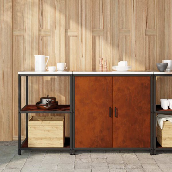 vidaXL Kj&oslash;kkenoppbevaringssett med hylle 2 pcs Rusten Cortenst&aring;l