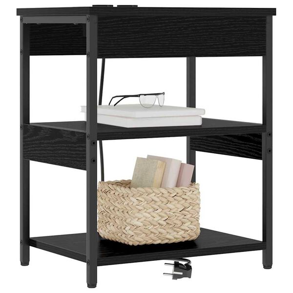 vidaXL Nattbordskap Svart Eik 41 x 31 x 51 cm Konstruert tre