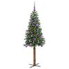 vidaXL Slim juletre med 150 LED gr&oslash;nn 150 cm PVC og Massivt Furu tre