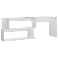 vidaXL Hjørneskrivebord høyglans hvit 200x50x76 cm sponplate
