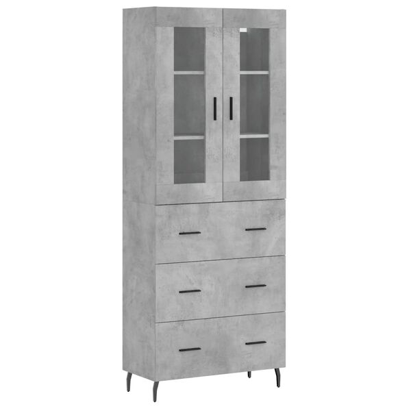 vidaXL Highboard betonggr&aring; 69,5x34x180 cm konstruert tre