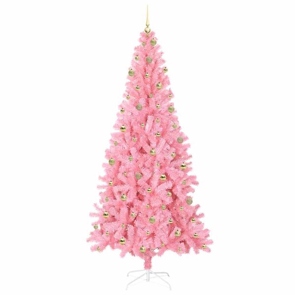 vidaXL Juletre med 300 LED med stativ Rosa 240 cm PVC
