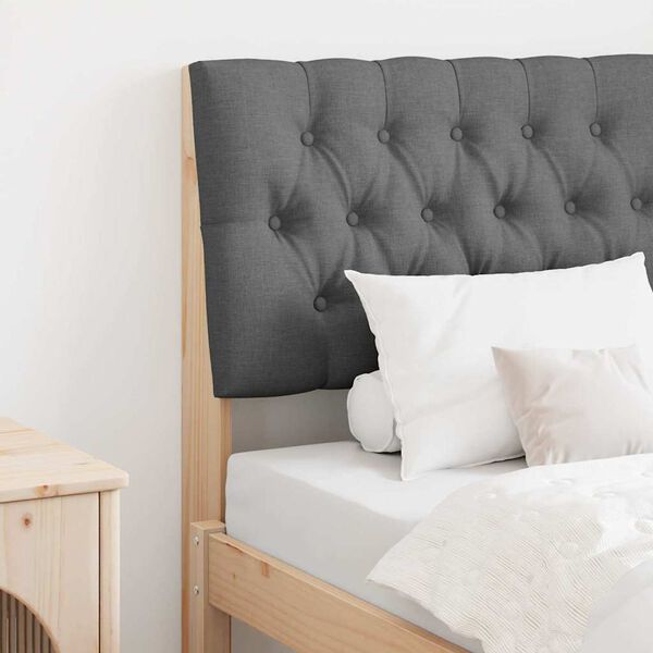 vidaXL Polstret sengegavl M&oslash;rkegr&aring; 80 cm Massiv furu